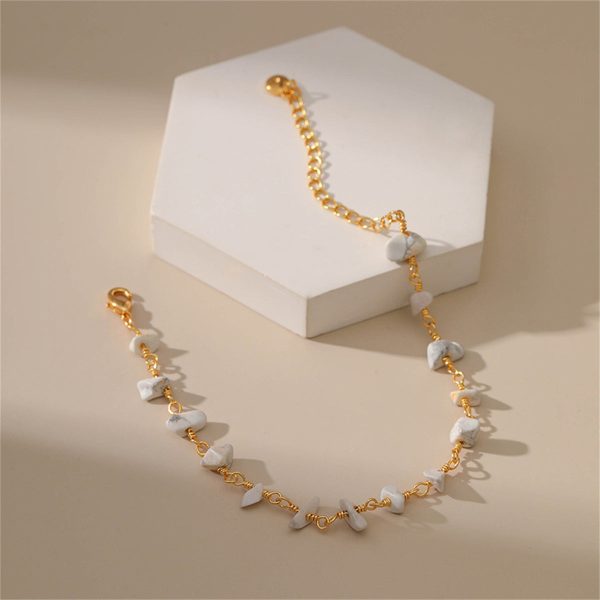 White Turquoise & 18K Gold-Plated Bracelet For Sale