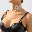 White Polyurethane & Silver-Plated Bat Wing Heart Choker Necklace Cheap