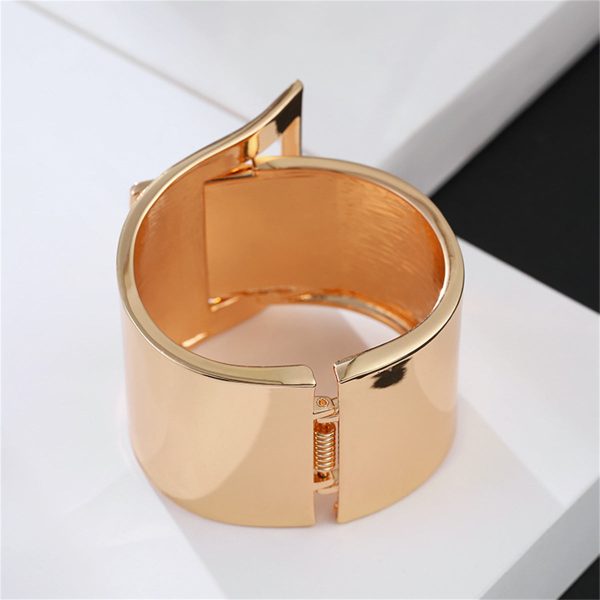 18K Gold-Plated Buckle Wide-Brim Bangle on Sale