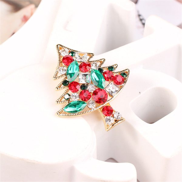 Colored Cubic Zirconia & Crystal Christmas Tree Brooch Online Sale