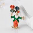 Cubic Zirconia & 18K Gold-Plated Bouquet & Clown Brooch Sale