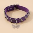 Purple Polystyrene & Silver-Plated Butterfly Choker Necklace on Sale