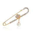 Cubic Zirconia & 18K Gold-Plated Safety Pin Brooch Discount