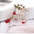 Colored Enamel & Cubic Zirconia 18K Gold-Plated Reindeer Brooch Hot on Sale