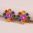 Rose Multicolor Crystal & 18K Gold-Plated Heart Stud Earring Cheap