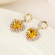 Yellow Crystal & 18K Gold-Plated Halo Heart Huggie Drop Earrings Online Sale