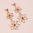 Red Turquoise & 18K Gold-Plated Open Flowers Dangle Earring Cheap