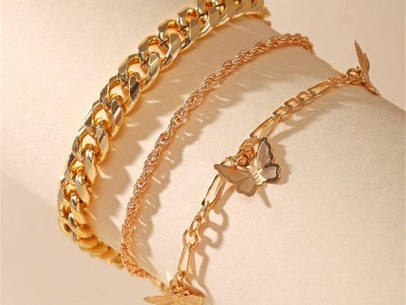 18K Gold-Plated Butterfly Anklet Set Hot on Sale