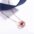 Red Crystal & Cubic Zirconia Halo Heart Pendant Necklace Sale