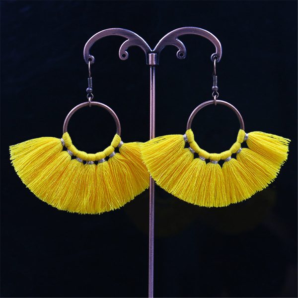 Yellow Polyster & 18K Gold-Plated Fan Tassel Drop Earrings on Sale