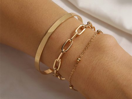 18K Gold-Plated Bead & Cable Chain Bracelet Set Online