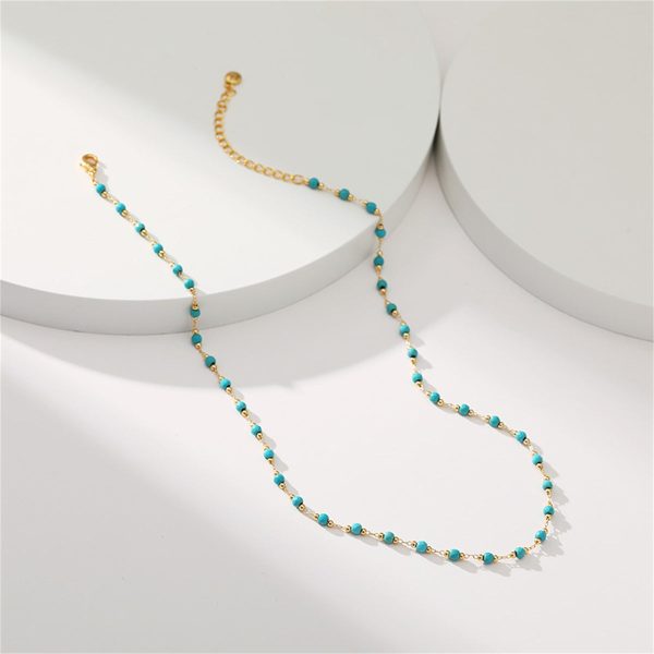 Turquoise & 18K Gold-Plated Bead Necklace For Discount