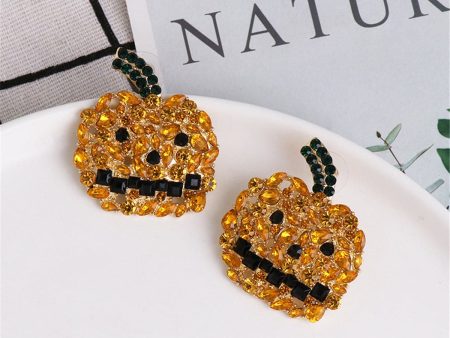 Yellow Crystal & Cubic Zirconia Pumpkin Stud Earrings Cheap