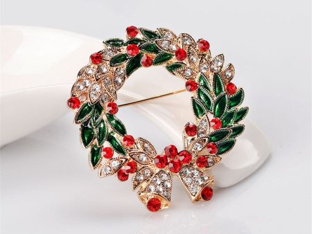 Cubic Zirconia & 18K Gold-Plated Wreath With Ribbon Brooch For Discount