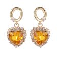 Yellow Crystal & 18K Gold-Plated Halo Heart Huggie Drop Earrings Online Sale