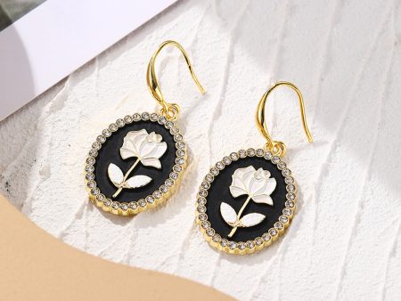 White Enamel & Cubic Zirconia 18K Gold-Plated Flower Oval Drop Earrings Online Hot Sale