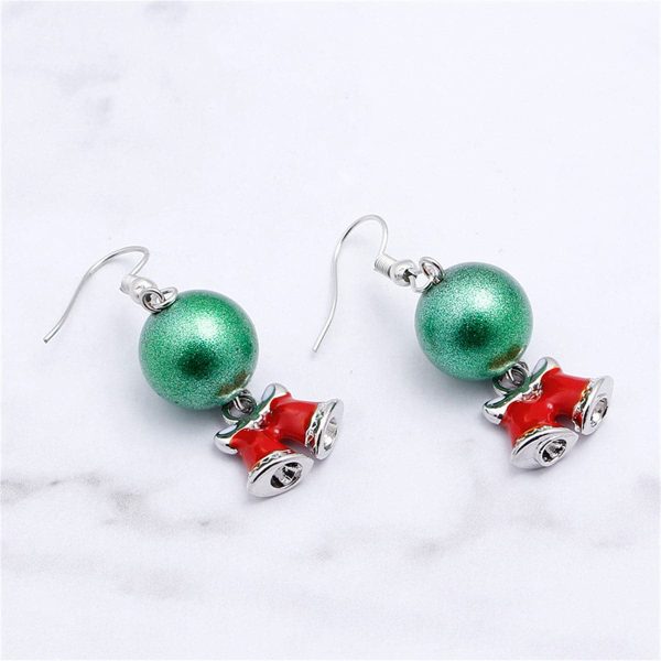 Green & Silver-Plated Ball Bell Drop Earrings Online