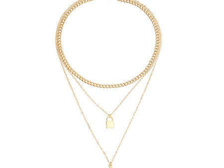 18K Gold-Plated  M  Lock Layered Pendant Necklace Online Sale