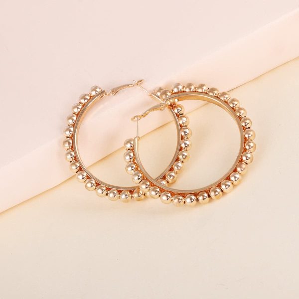 18K Gold-Plated Bead Hoop Earrings Online Sale