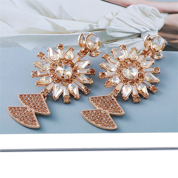 Yellow Crystal & Cubic Zirconia Sunflower Drop Earrings Online Sale