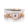 White Polystyrene & Resin 18K Gold-Plated Evil Eye Hear Layered Bracelet Online Hot Sale