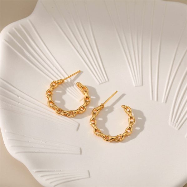 18K Gold-Plated Cable Chain Hoop Earrings Hot on Sale