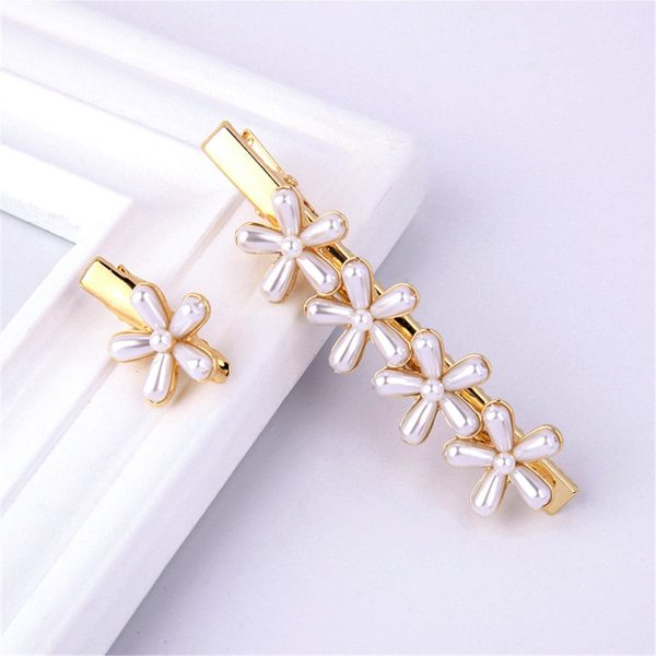 Pearl & 18K Gold-Plated Flower Hair Clip Set on Sale