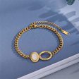 Shell & 18K Gold-Plated Oval Charm Bracelet For Sale