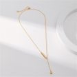 18K Gold-Plated Bead Lariat Necklace For Sale