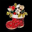 Cubic Zirconia & 18K Gold-Plated Stocking Brooch Supply