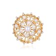 Clear Cubic Zirconia & Pearl 18K Gold-Plated Round Floral Brooch For Discount