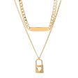 18K Gold-Plated Bar & Heart Lock Necklace Set Online now