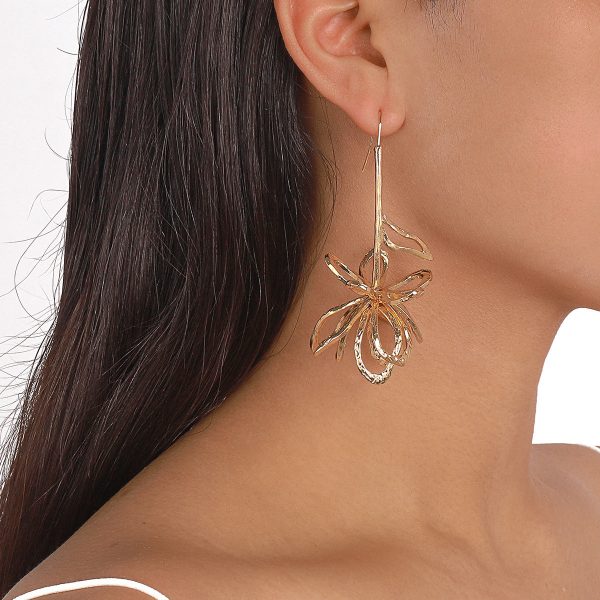 18K Gold-Plated Abstract Open Flower Drop Earrings Online now