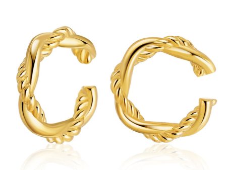 18K Gold-Plated Crossing Twine Ear Cuffs Cheap