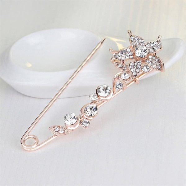 Cubic Zirconia & 18K Gold-Plated Flower Pin Brooch Online Sale