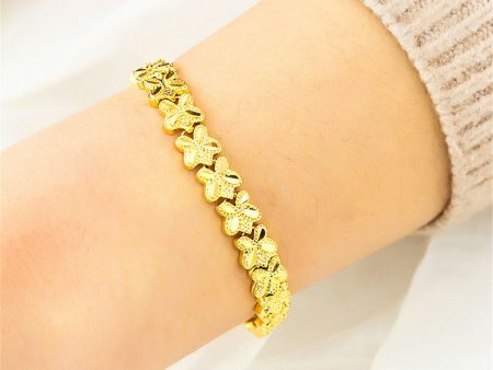 18K Gold-Plated Clover Station Bracelet Online now