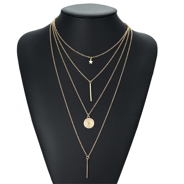 18K Gold-Plated Bar & Star Layered Pendant Necklace on Sale