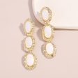 White Enamel & 18K Gold-Plated Textured Oval Trio Drop Earrings on Sale