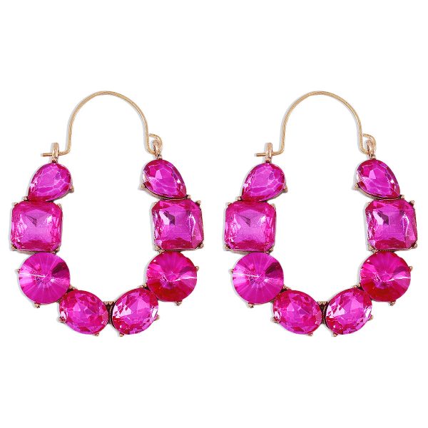 Rose Crystal & 18K Gold-Plated Geo Cluster Drop Earrings Online now