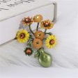 Yellow & Green Sunflower Vase Brooch Online