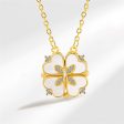 Shell & Cubic Zirconia Clover Heart Pendant Necklace Online Sale