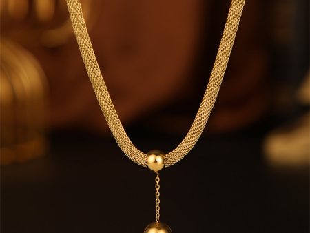 18K Gold-Plated Ball Mesh Chain Pendant Necklace Online Sale