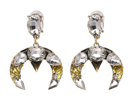 Yellow Crystal Moon Drop Earrings Hot on Sale