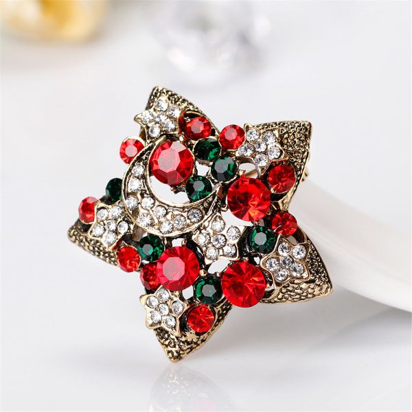 Cubic Zirconia & 18K Gold-Plated Celestial Brooch Fashion