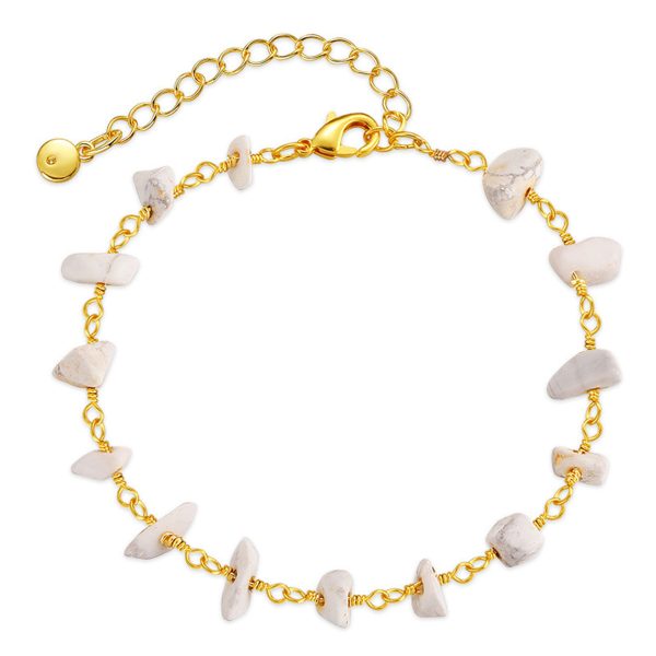 White Turquoise & 18K Gold-Plated Bracelet For Sale