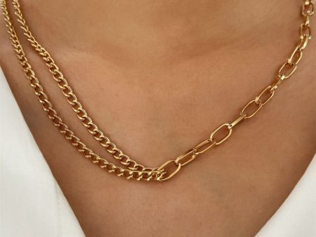 18K Gold-Plated Contrast Layered Necklace Discount