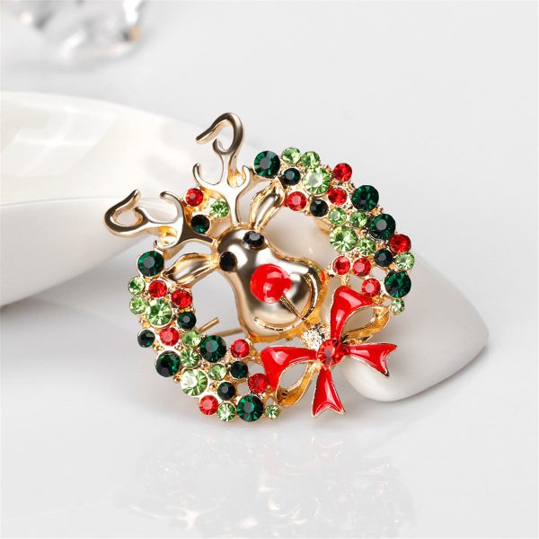 Cubic Zirconia & 18K Gold-Plated Botany Bow & Reindeer Brooch For Cheap