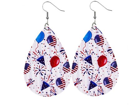 White & Red Polystyrene Celebration Teardrop Drop Earrings on Sale