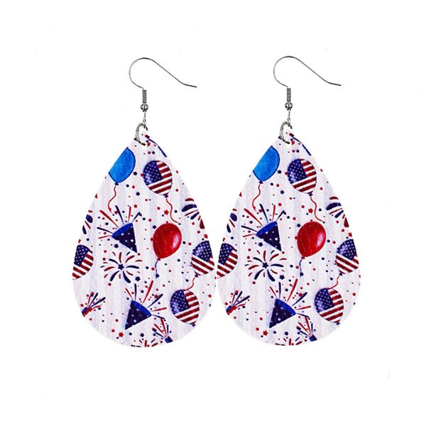 White & Red Polystyrene Celebration Teardrop Drop Earrings on Sale