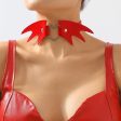 Red Polyurethane & Silver-Plated Bat Wing Heart Choker Necklace Fashion